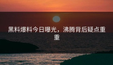 黑料爆料今日曝光，沸腾背后疑点重重