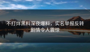 不打烊黑料深夜爆料，实名举报反转剧情令人震惊