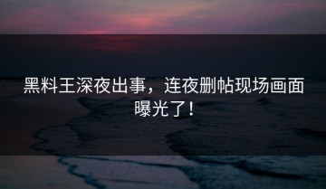 黑料王深夜出事，连夜删帖现场画面曝光了！