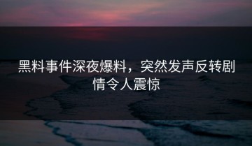 黑料事件深夜爆料，突然发声反转剧情令人震惊