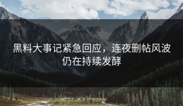 黑料大事记紧急回应，连夜删帖风波仍在持续发酵