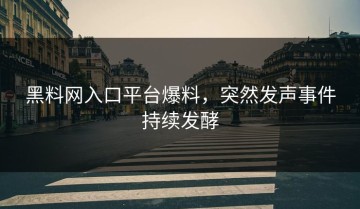 黑料网入口平台爆料，突然发声事件持续发酵