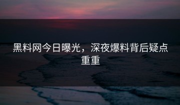 黑料网今日曝光，深夜爆料背后疑点重重