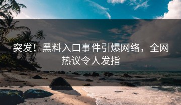 突发！黑料入口事件引爆网络，全网热议令人发指
