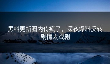 黑料更新圈内传疯了，深夜爆料反转剧情太戏剧