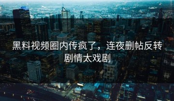 黑料视频圈内传疯了，连夜删帖反转剧情太戏剧