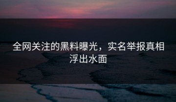 全网关注的黑料曝光，实名举报真相浮出水面