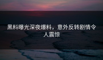 黑料曝光深夜爆料，意外反转剧情令人震惊