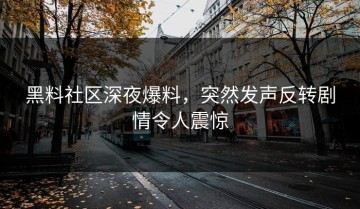 黑料社区深夜爆料，突然发声反转剧情令人震惊