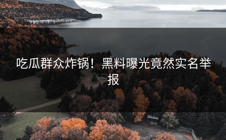 吃瓜群众炸锅！黑料曝光竟然实名举报