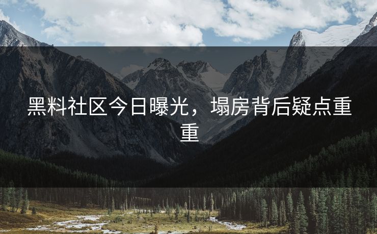 黑料社区今日曝光，塌房背后疑点重重