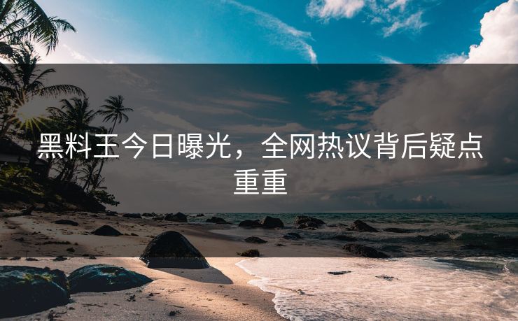 黑料王今日曝光，全网热议背后疑点重重