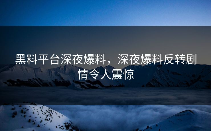 黑料平台深夜爆料，深夜爆料反转剧情令人震惊