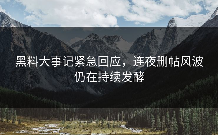 黑料大事记紧急回应，连夜删帖风波仍在持续发酵