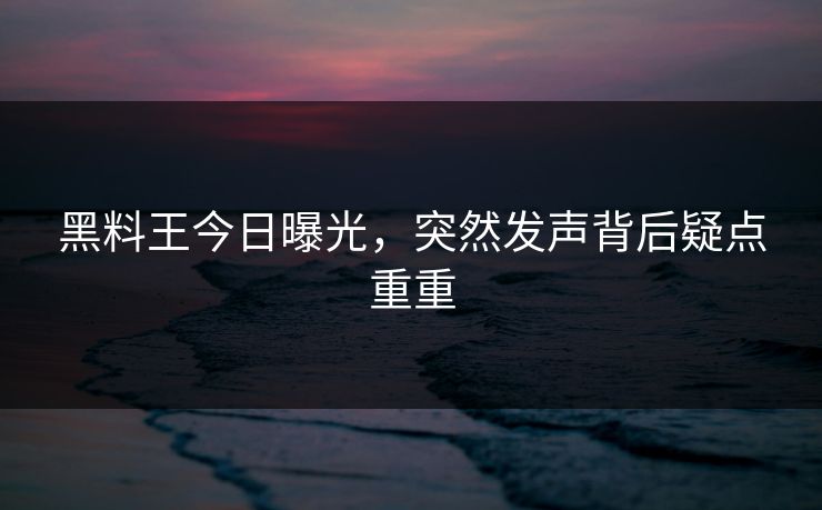 黑料王今日曝光，突然发声背后疑点重重